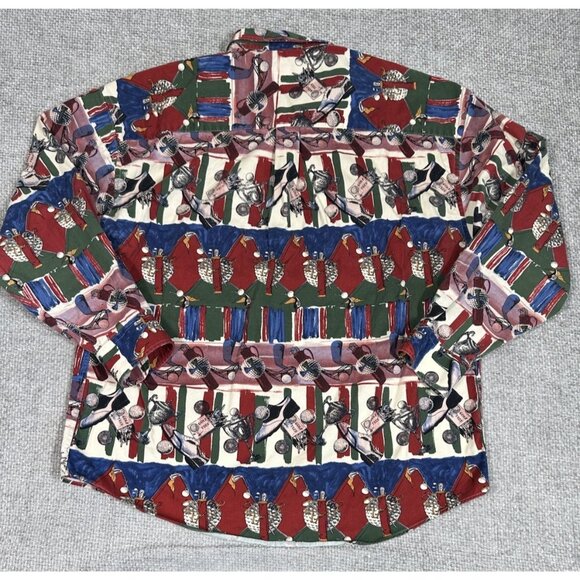 Vintage Natural Issue Shirt Mens Extra‎ Large Red Blue Golf All Over Print - Picture 2 of 9
